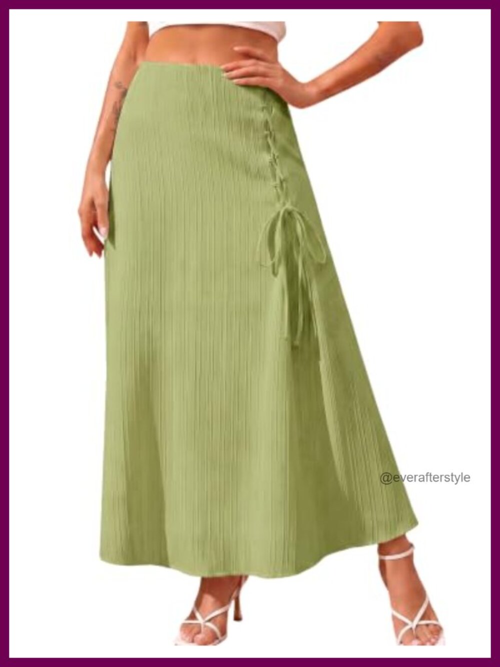 Womens Flowy High Waisted A-Line Midi Skirt Tiered 100% Polyester